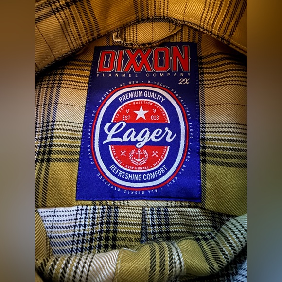 Dickies “Lager” Men's 2XL Yellow and White Plaid Flannel Button-Down Shirt - Picture 4 of 6